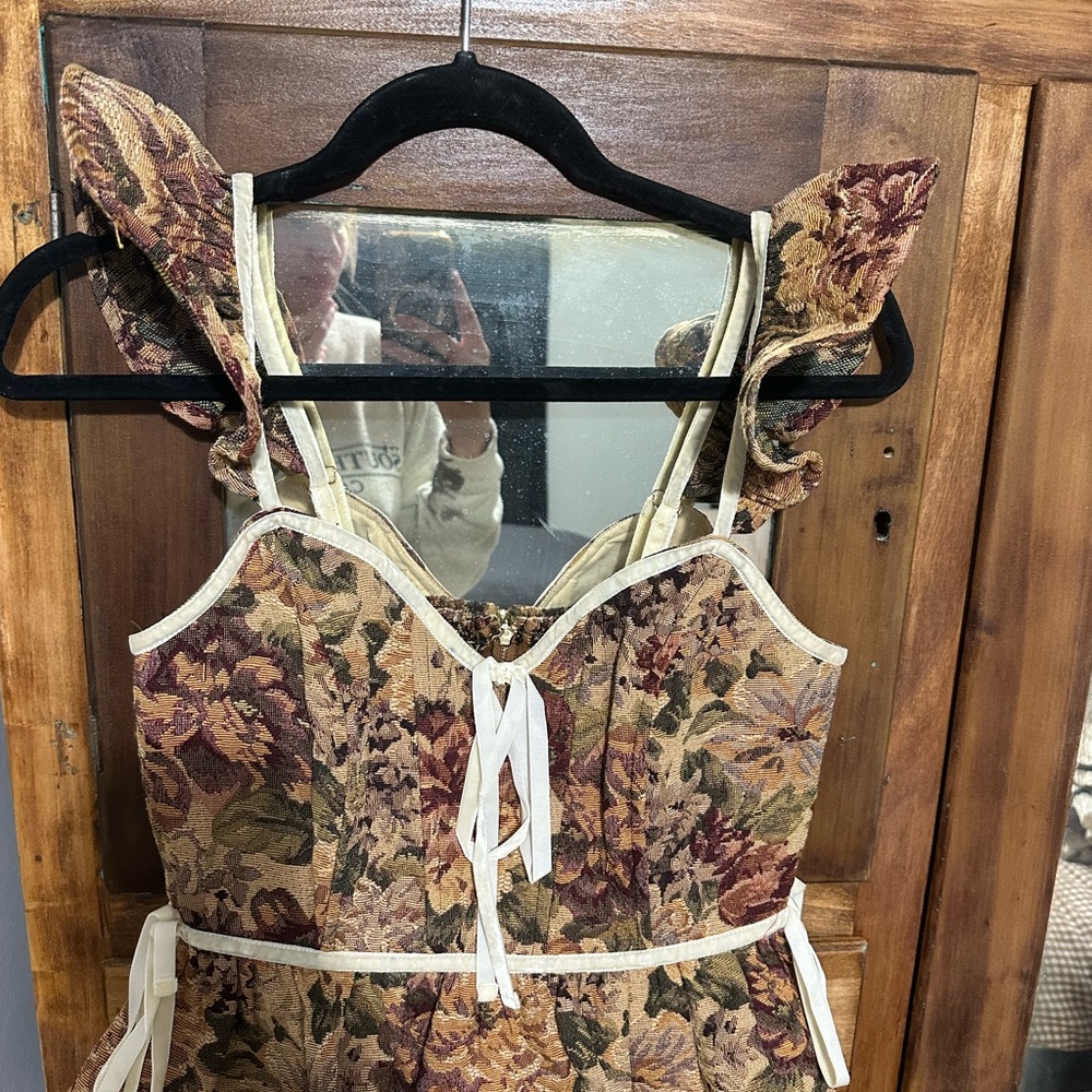 Floral Corset Dress with Ruffle Straps